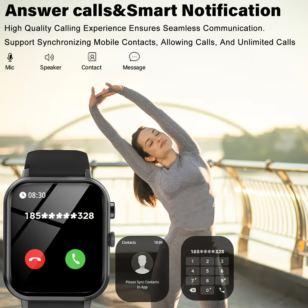Sports Smart Watch with 1.83-Inch Full Touchscreen, Wireless Calls, Message Reminders, Step, Distance and Calorie Tracking in Black, Pink or Silvery