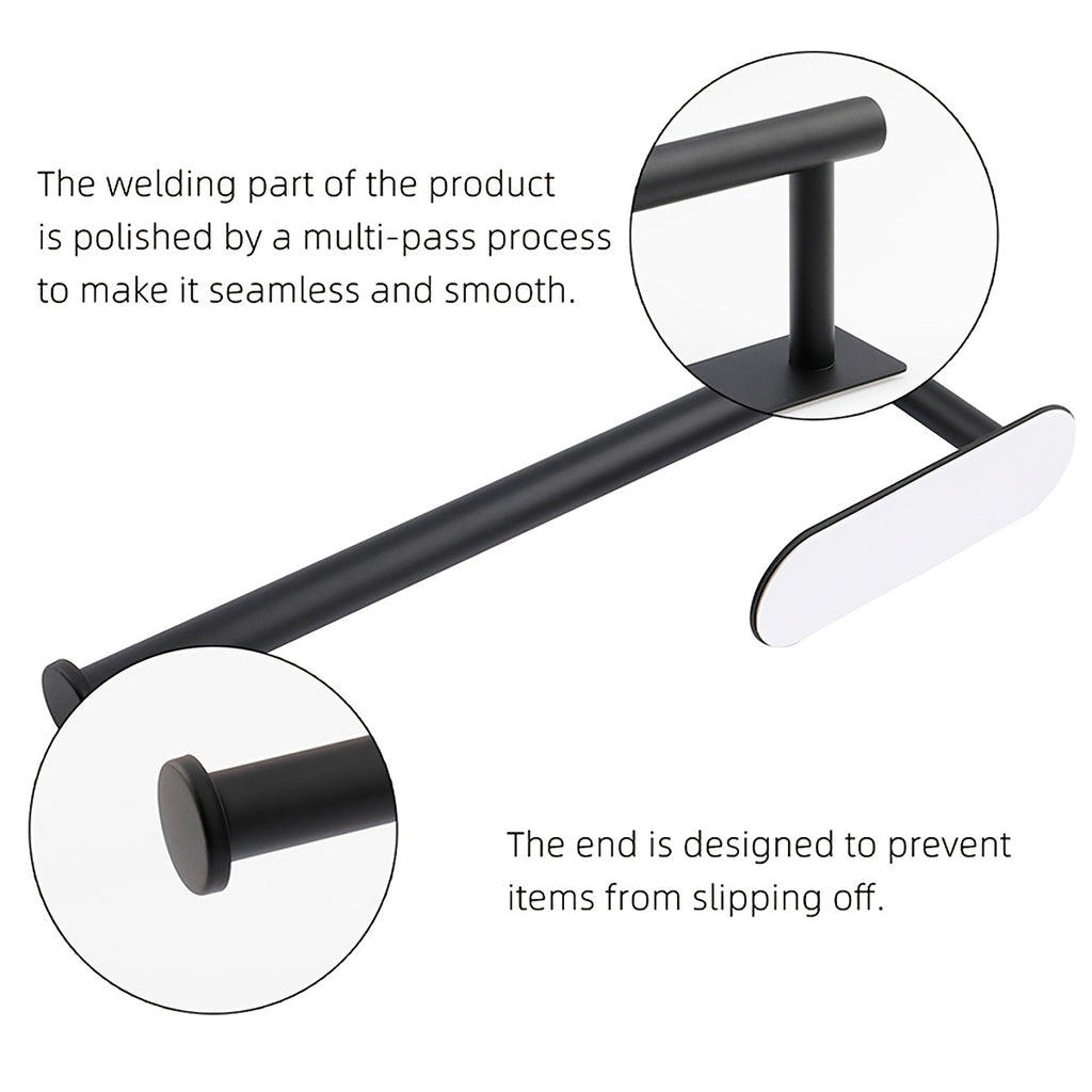 Self-Adhesive Paper Towel Holder in Stainless Steel, Single No-Drill Wall-Mounted Roll Organizer in Silvery or Black for Kitchen and Bathroom Storage