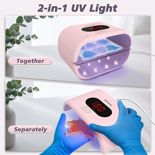Double-Sided UV Resin Curing Lamp M24 with Listed 36W Power and 24 LEDs, Digital Display and 2, 3 or 5 Minute Settings, Pink or White for Jewelry Craft Projects