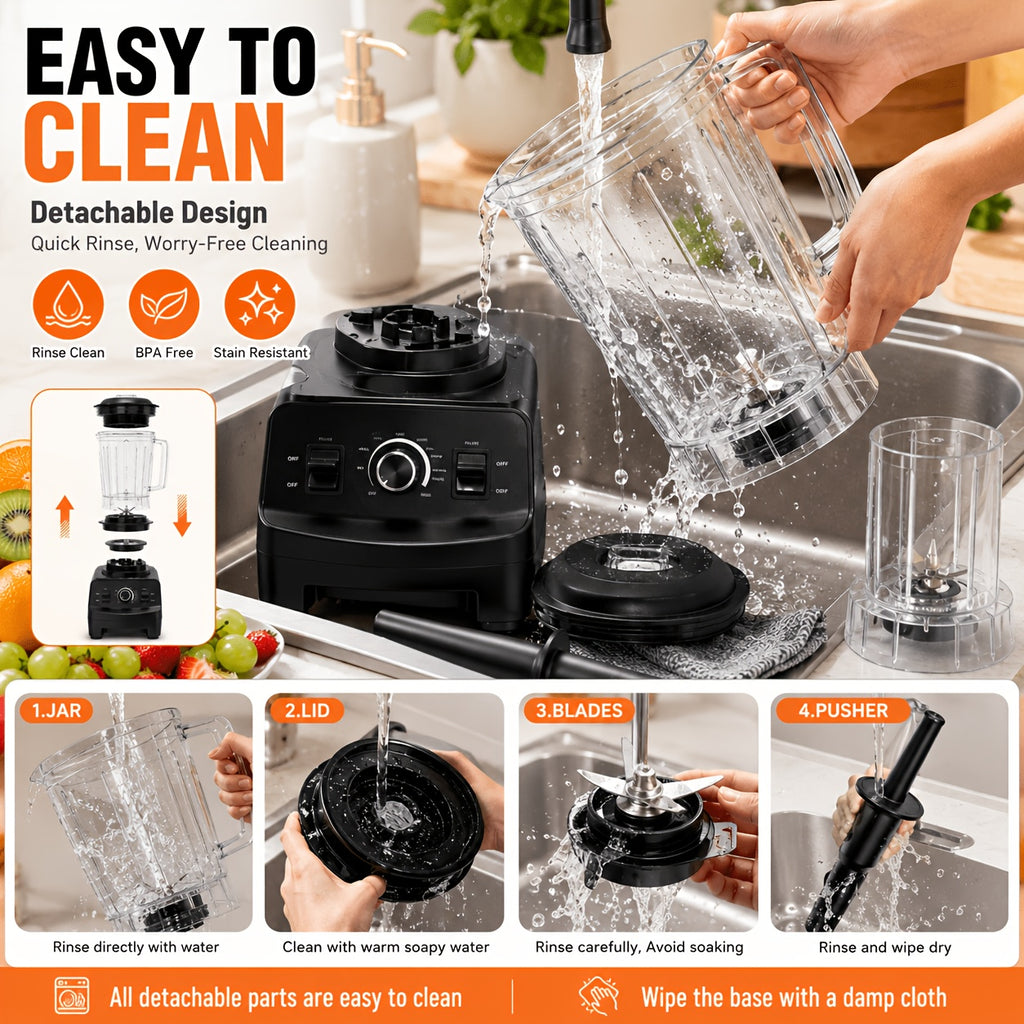 Large Capacity Smoothie Blender 84.54oz, Black Countertop Kitchen Mixer for Smoothies, Milkshakes, Protein Shakes and Compatible Frozen Fruit Drink Recipes