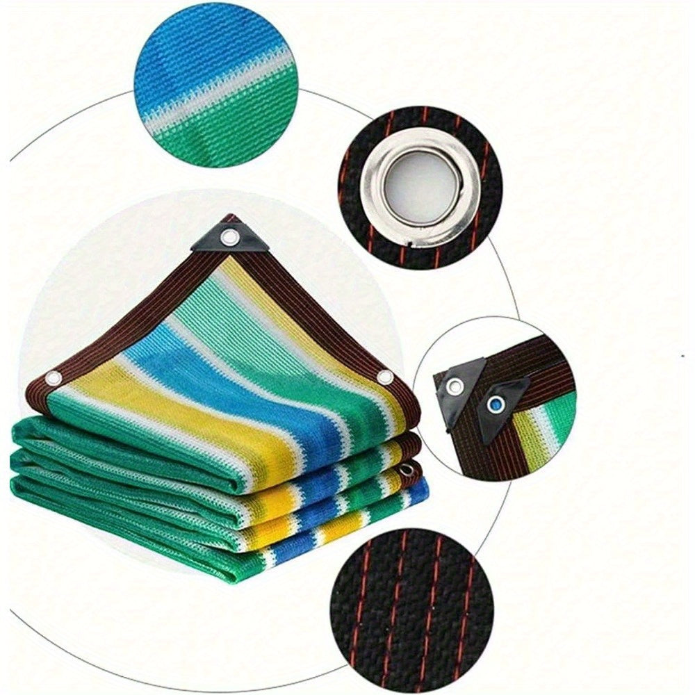 Sunshade Net with Multicolor Stripe Wording, Breathable Mesh Design and 78.74-Inch Square or 78.74 by 118.11-Inch Options for Garden and Terrace Shade Planning