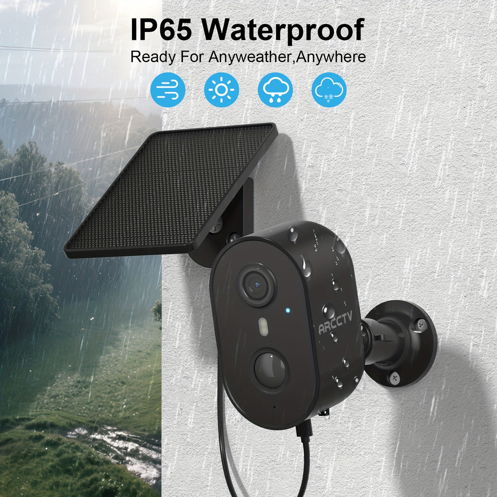 Removable Solar Panel Security Camera, 4MP Outdoor Monitor with Dual-Band WiFi, PIR Alerts, Color Night Vision and Two-Way Audio, 1/2/4/6-Pack Options