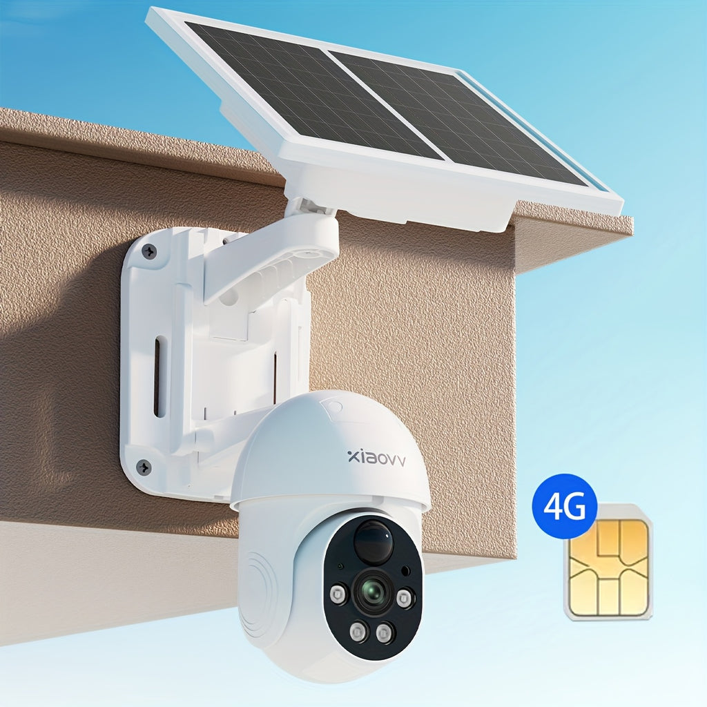 XIAOVV P6 4G Solar Security Camera for US Networks Only, No WiFi, 1080P Pan-Tilt Monitoring with PIR Detection, Color Night Vision and Two-Way Audio