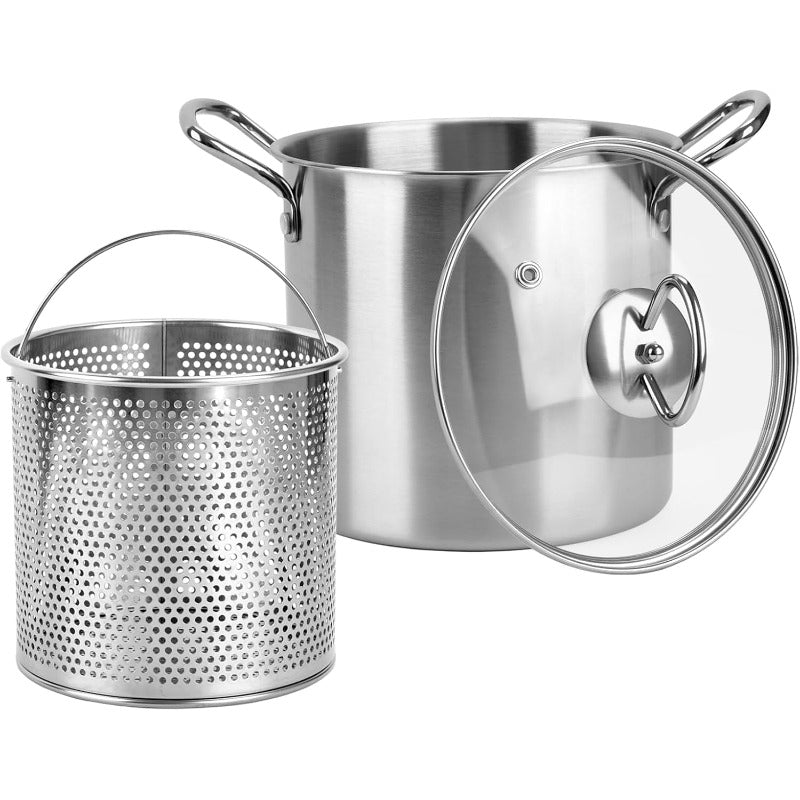 Stainless Steel Deep Fryer Pot with Lid and Basket, 3.5L/118oz Heavy Duty Large Frying Pan with Oil Drip Drainer System and Sturdy Handle, Professional Fry Pot for Home Kitchen, Restaurant, Party and Picnic Cooking