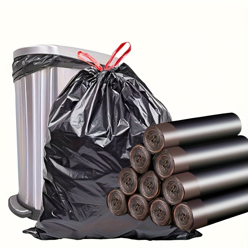 35 Gallon Black Trash Bags, 10-Count Single Roll of Polyethylene Garbage Liners for Compatible Large Bins, Household Cleanup, Hotel and Supermarket Use