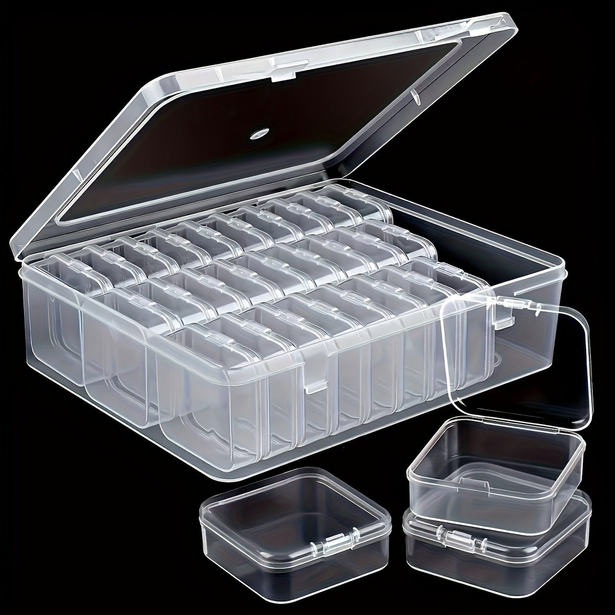 Bead Organizer Storage Box with Drawers and Stackable Plastic Design, Listed 60, 90, 120 or 180 Pocket Options Including Pink for Jewelry and Hair Accessory Sorting