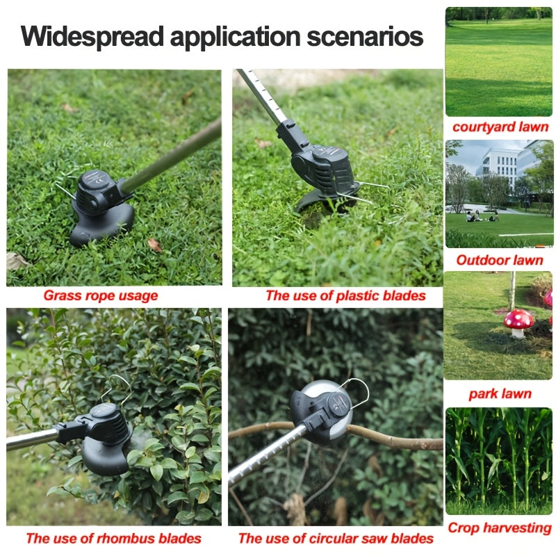 Electric Grass Trimmer Kit with Listed 21V Battery Power, Black or Green Cordless Garden Tool Options with Charging Accessories and Three or Four Blade Configurations