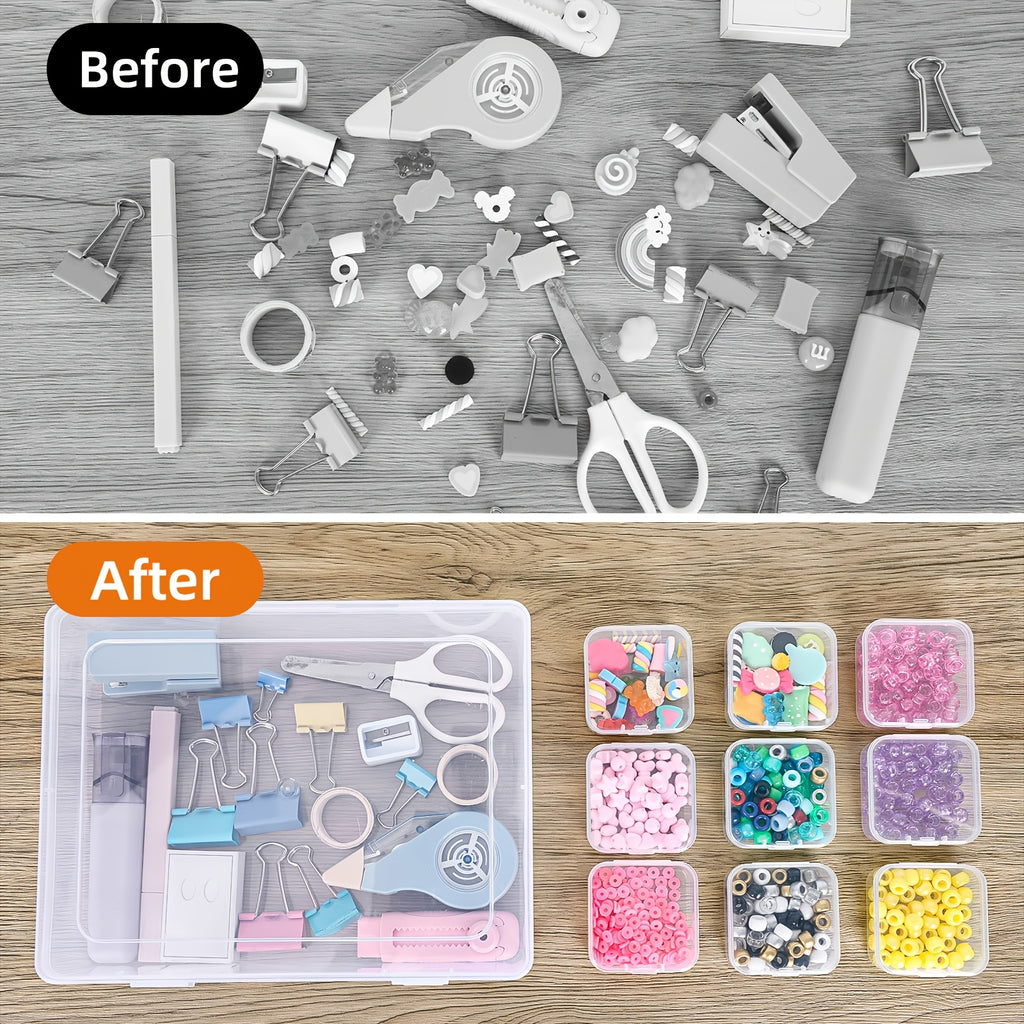 90-Slot Bead Storage Set by TOMNK, Three Clear Stackable Plastic Organizer Boxes with 30 Compartments Each for Jewelry-Making Supplies, DIY Crafts and Small Accessories
