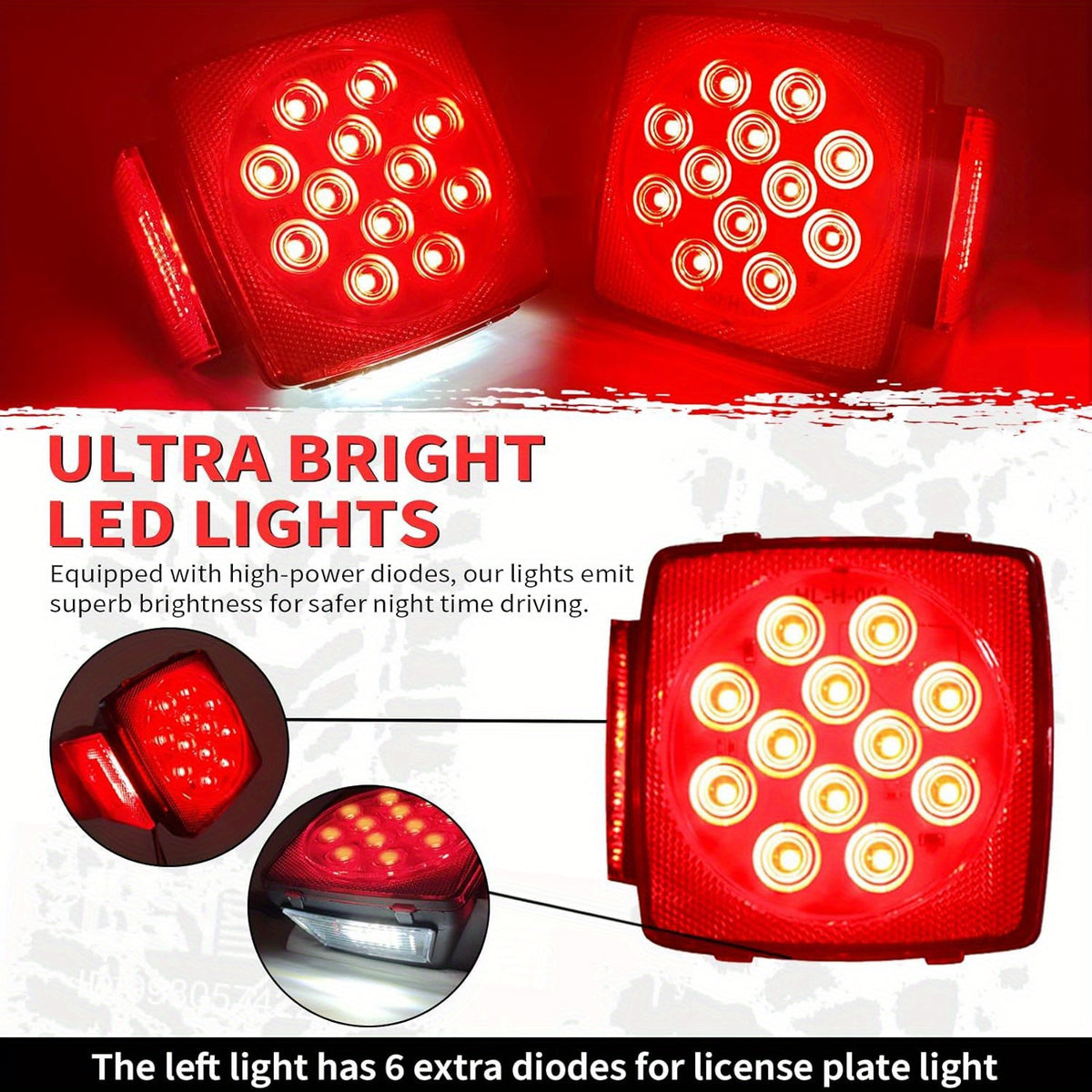 12V LED Trailer Lights with Square Stop, Tail and Turn Signal Lighting References, Light Pack Selections and Optional 29FT Trailer Wiring Kits