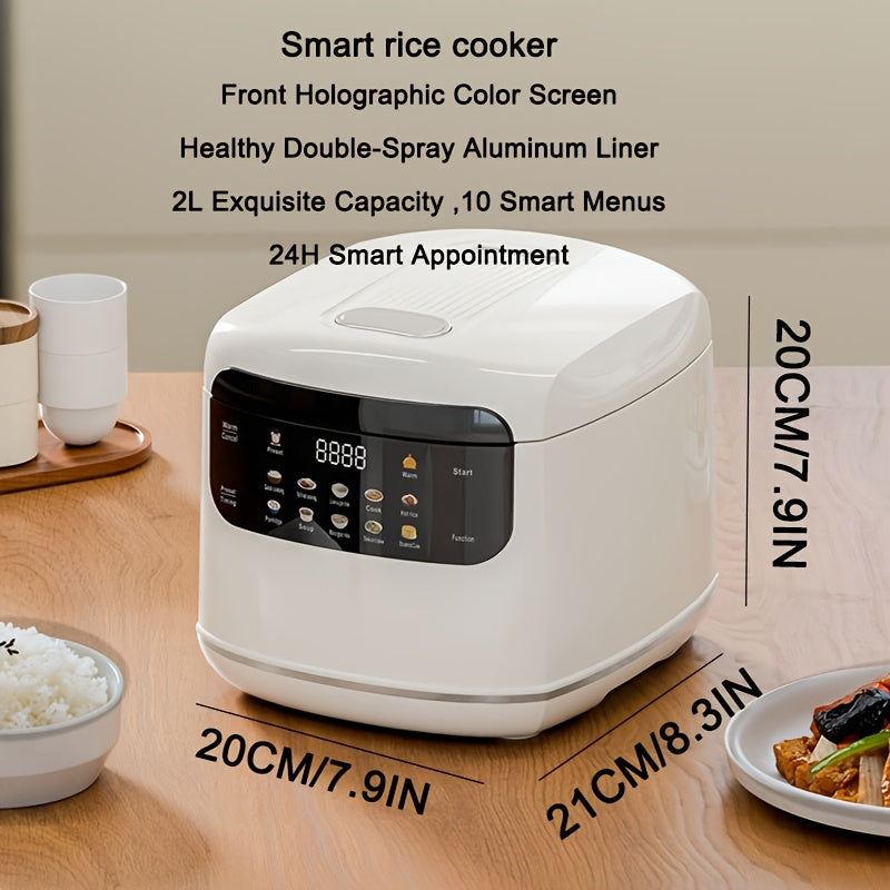 Multifunctional Rice Cooker with Listed 67 Oz Capacity and Ten-in-One Cooking Wording, White, Red or Black Options for Rice, Soup, Oatmeal and Small-Kitchen Meal Planning