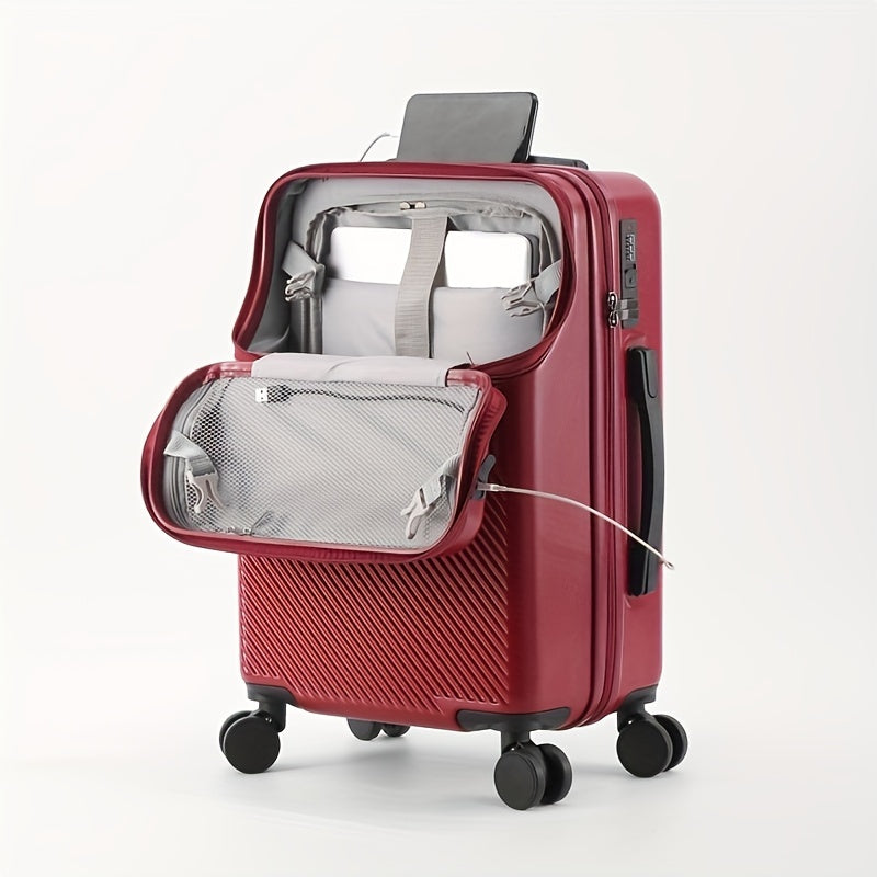 20-Inch Wheeled Suitcase with Listed Combination Lock, Single Travel Luggage Case in Red, White, Green, Grey or Black-1 for Weekend Getaways and Work Trips