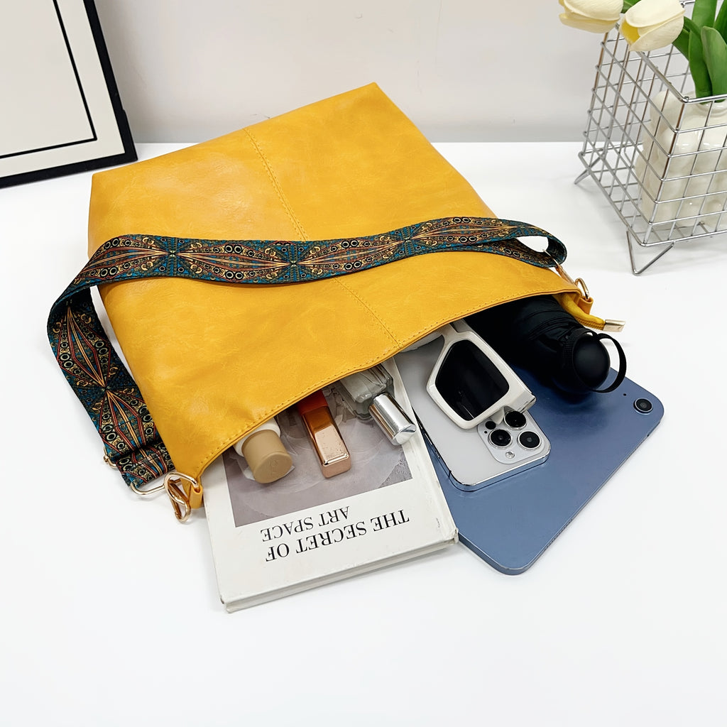 Bohemian Hobo Crossbody Bag for Women with Geometric Strap and Hamsa Hand/Evil Eye Pendant, Large-Capacity Retro Shoulder Handbag in 11 Colors