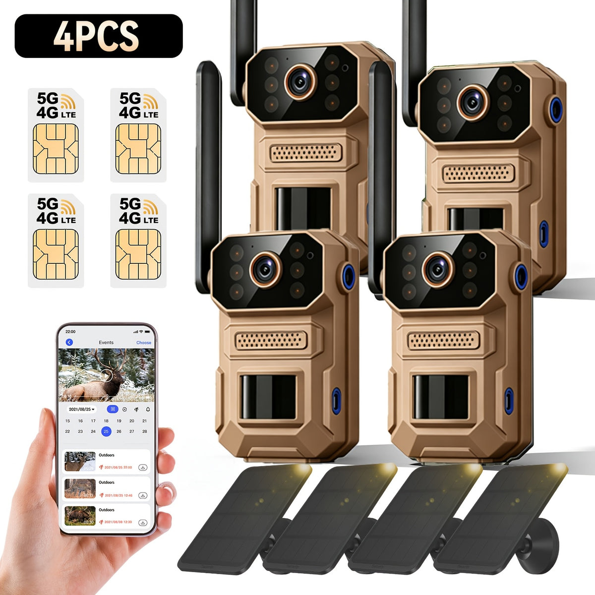 Farm Solar Trail Camera for Orchard and Livestock Monitoring with 125° Wide-Angle View, Listed 20W Solar Panel, 6000mAh Battery and Mounting Straps