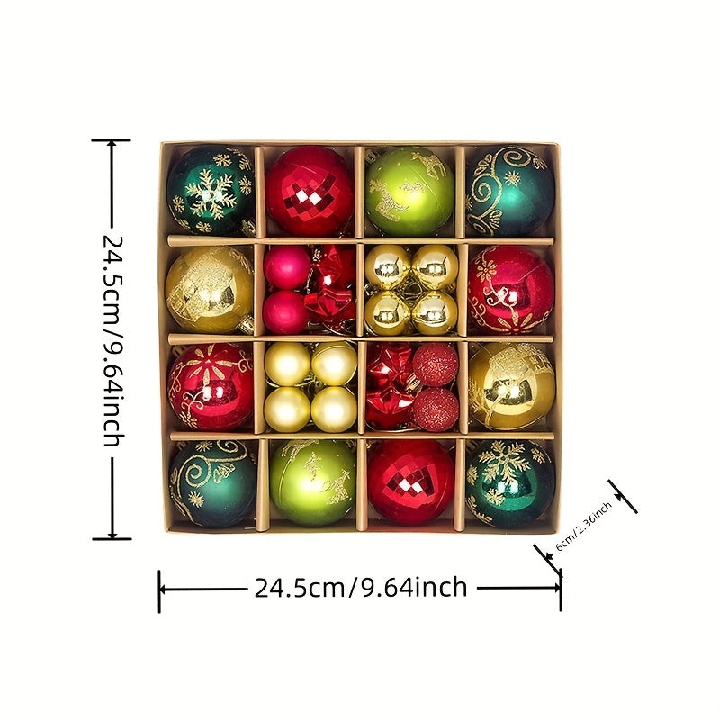 Christmas Ball Ornaments with Eight Color Theme Options, Listed 44-Piece Hanging Decoration Set for Coordinated Tree Styling, Window Displays and Holiday Parties