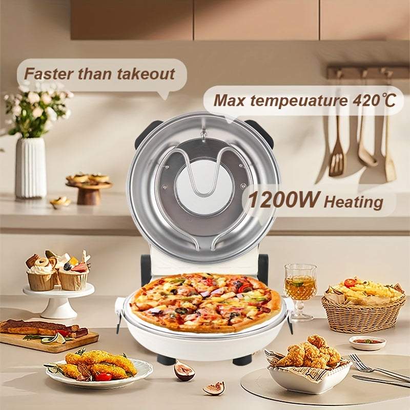 Electric Pizza Oven 12 Inch Indoor Countertop, 1200W Portable Pizza Maker with Dual Heating Elements up to 800F, Dual Knob Control, Removable Ceramic Stone and Viewing Window for Home, Pizzeria-Style Crust and Pizza Nights