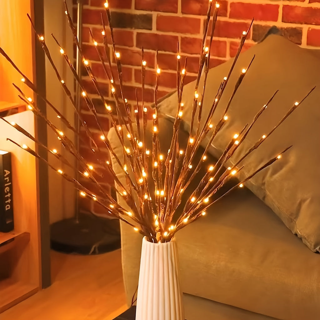 Warm Glow Battery Tree Branch Lights, Two-Piece Simulated Plastic Branch Set with Listed 40 LEDs for Wedding and Holiday Home Decor, Batteries Not Included