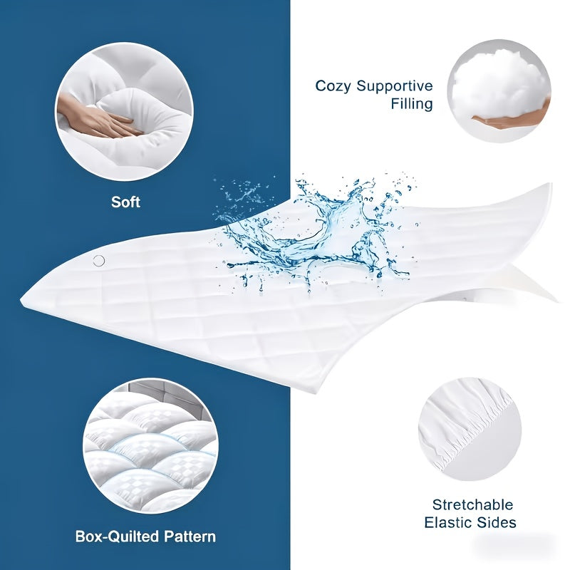 Quilted Pillow Top Mattress Pad for Bedroom and Dorm Bedding, Twin XL and Five Other Size Options with Black, White, Grey, Navy Blue, Beige or Bamboo-Pro Max Labels