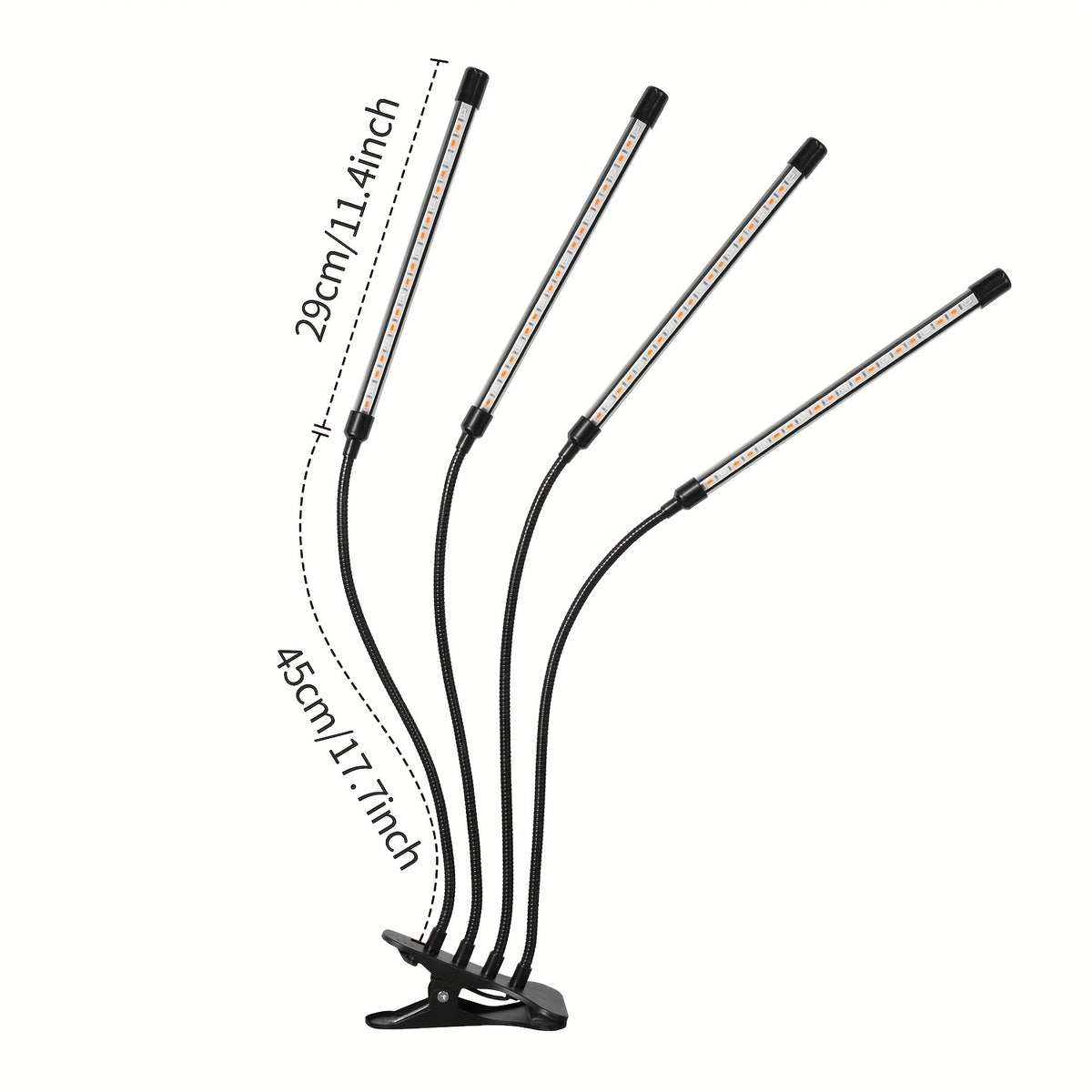 LED Plant Grow Lamp with 3, 9 or 12 Hour Timer, Adjustable Brightness and Swivel Tube, Clip or Floor Options with Multiple Lamp Heads for Indoor Gardening