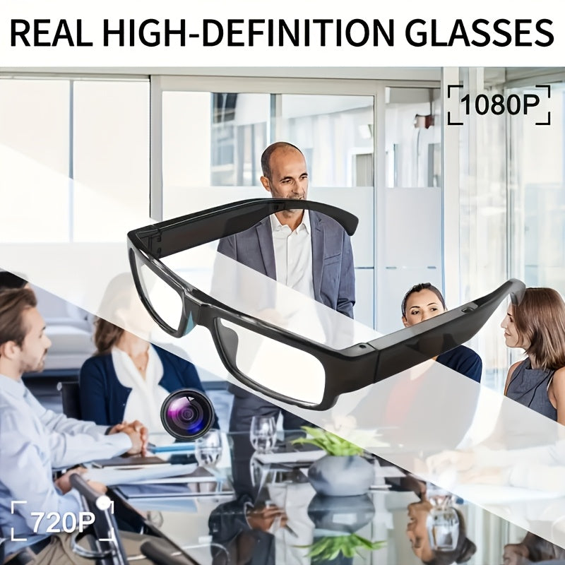 Wearable Camera Glasses with 1080P HD Video Recording, Portable Digital Camcorder Eyewear with USB Interface and 32GB or 64GB Memory Card Options