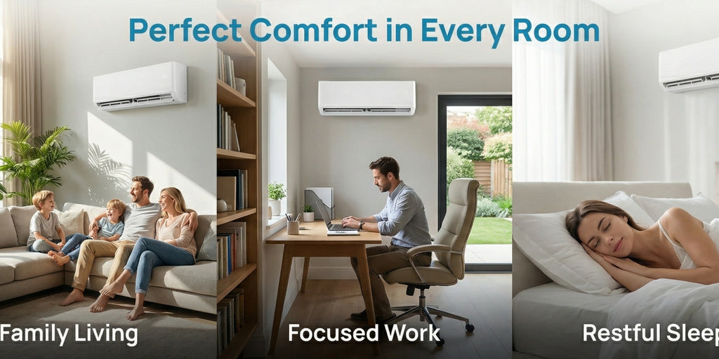 Ductless Mini Split Air Conditioner and Heat Pump, 11500 BTU WiFi Inverter System with Remote Control, Installation Kit and Washable Filter