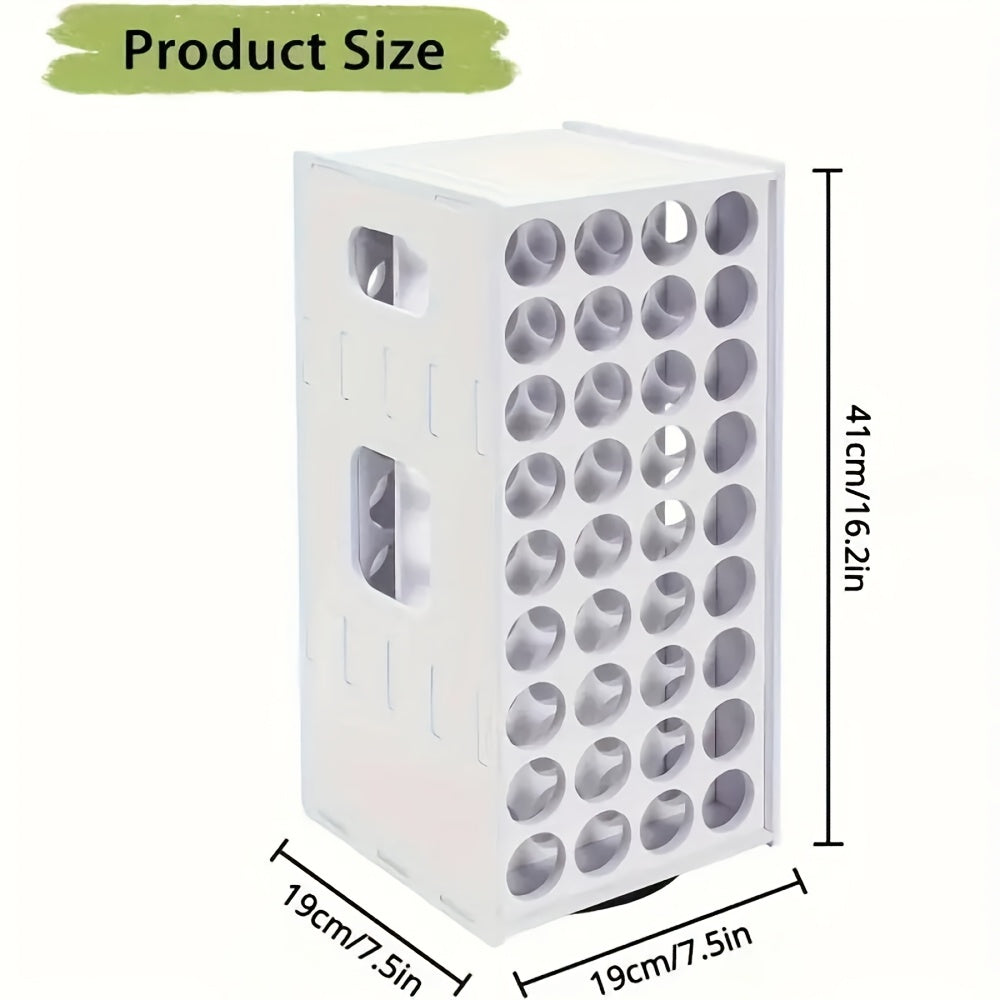 Rotating Paint Rack, 72-Slot White PVC Organizer for 2-Ounce Paint Bottles with 360-Degree Spin and Wall-Mountable Design for Artists and Craft Rooms