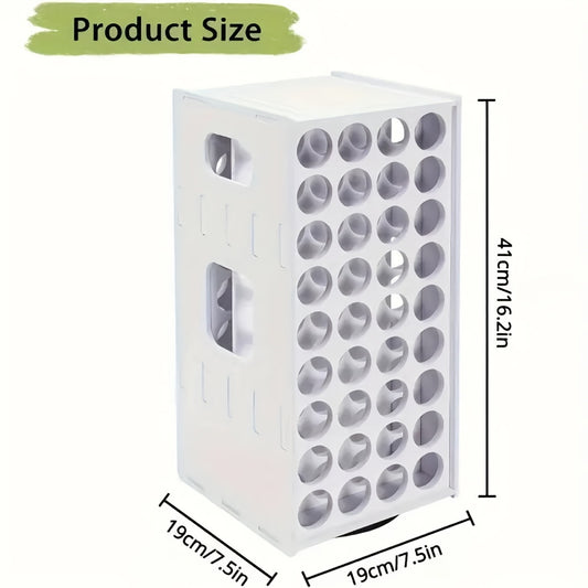 Rotating Paint Rack, 72-Slot White PVC Organizer for 2-Ounce Paint Bottles with 360-Degree Spin and Wall-Mountable Design for Artists and Craft Rooms