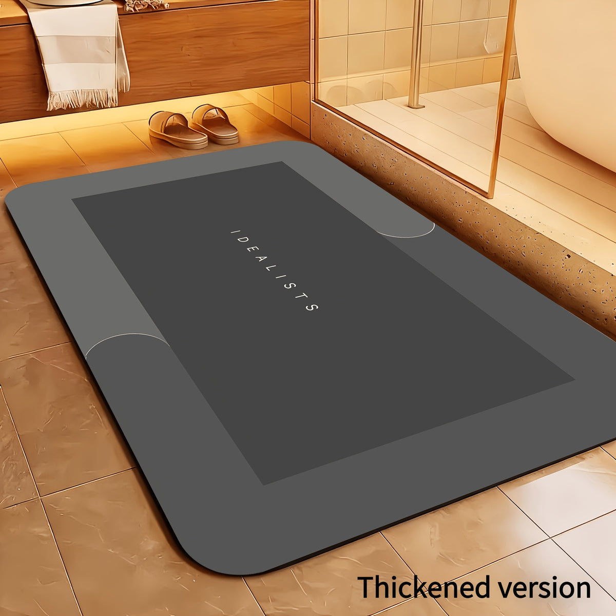 Quick-Dry Bath Mat, Soft Diatomite-Design Absorbent Bathroom Floor Accessory in Black, Blue or Pink with Three Sizes for Shower-Side, Tub-Side and Doorway Placement