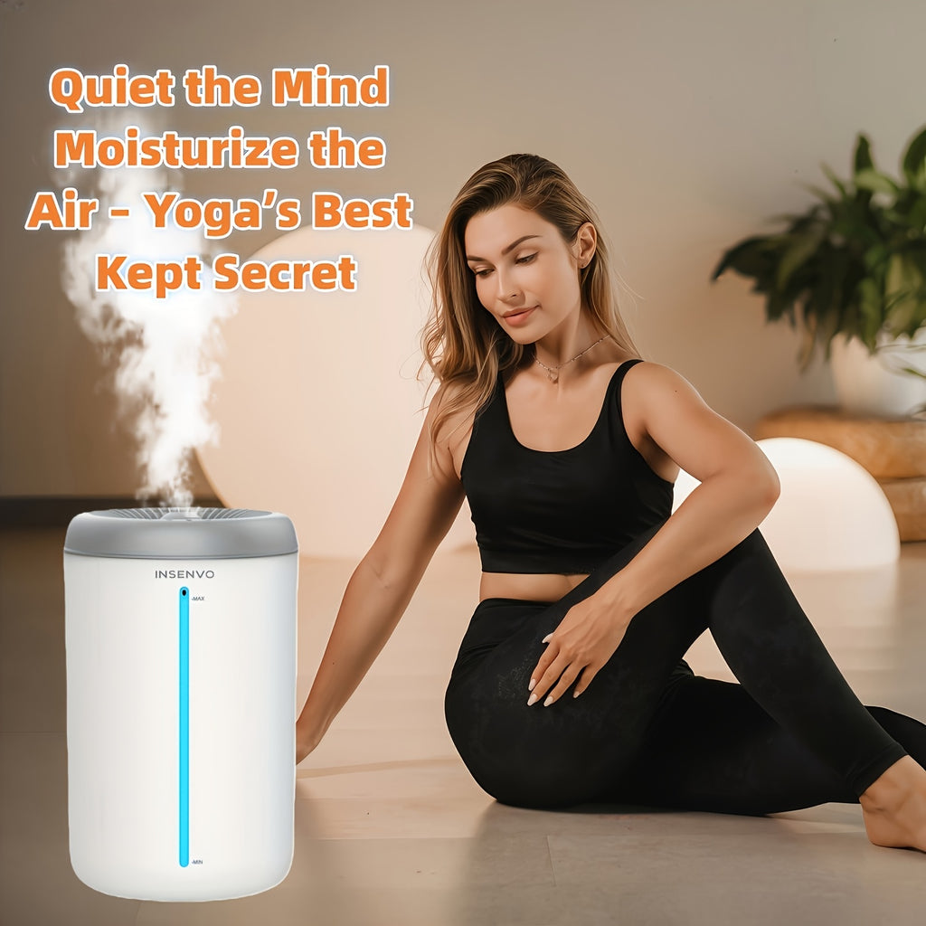 Room Humidifier with Three Mist Settings, Timer and Ambient Lighting, Gray and White Detachable Design for Bedroom, Living Room and Office Moisture Control