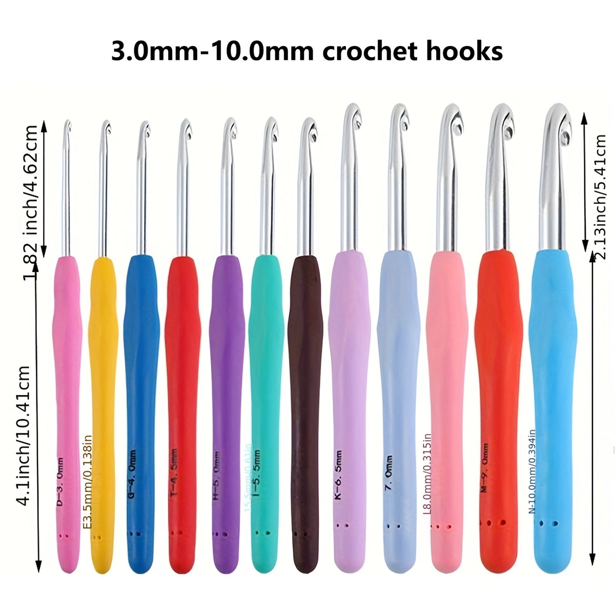 Crochet Hook Set with 21 Listed Sizes from 0.8mm to 10mm, Mixed-Color Single-Pointed Hooks and Protective Case in Grey or Lake Blue Options for Yarn Crafts