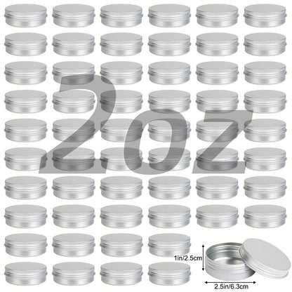 Aluminum Tins with Screw Lids, Round Refillable Metal Storage Containers in 45-Pack 4oz or 60-Pack 2oz Options for Craft and Sewing Supply Organization