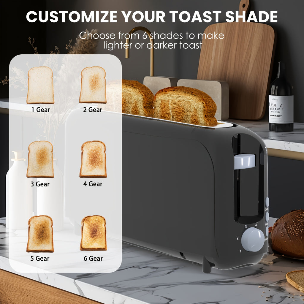Six-Shade 2 Slice Toaster with 750W Heating, Cancel, Reheat and Defrost Functions, Removable Crumb Tray and Six Color Options for Home Breakfast Preparation