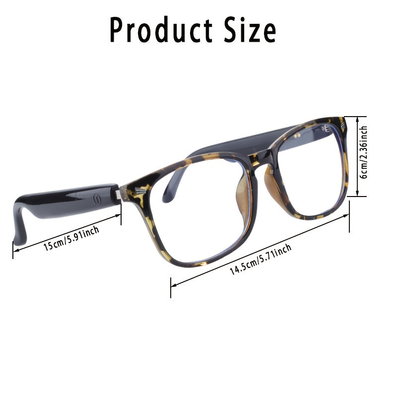 Photochromic Audio Glasses with Touch Control, Built-In Microphone and Rechargeable Wireless Sound, Yellow Frame and Black Temples for Work and Daily Wear