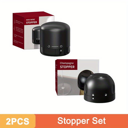 Wine and Champagne Bottle Stoppers in Black with Single Wine Stopper, Two-Pack, Ten-Pack and Set Options for Compatible Bottle Storage and Home Entertaining
