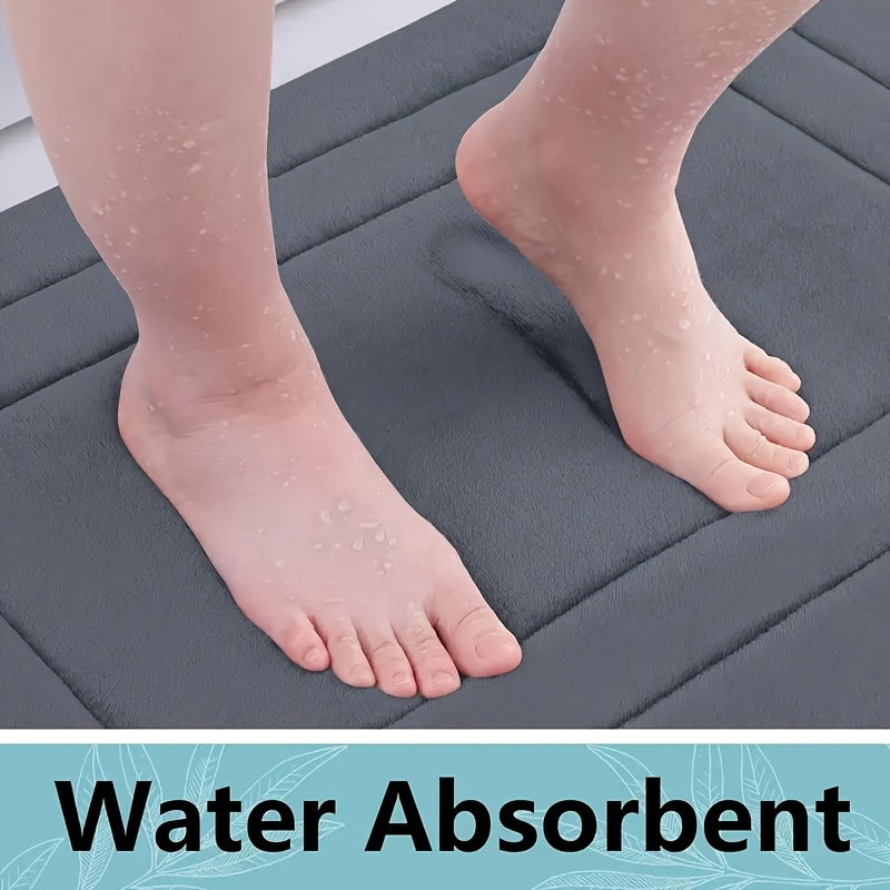 Polyester Bath Mats 3-Pack with Listed 610gsm Knit Fabric, Soft Absorbent Bathroom Rug Set in Six Colors for Sink, Tub and Shower-Side Floor Spaces