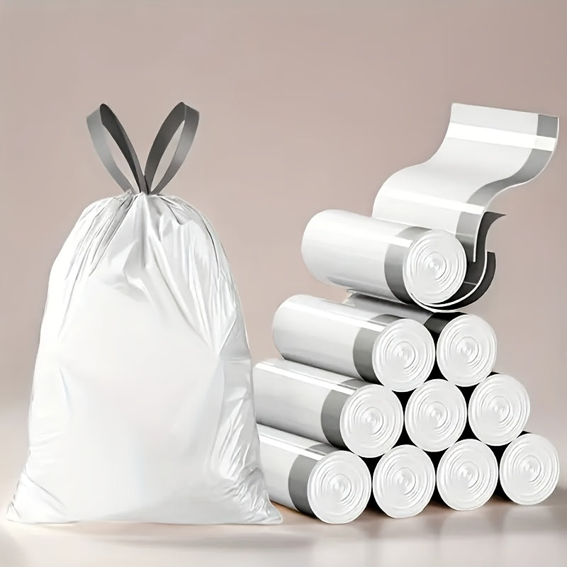 Drawstring Trash Bags, 150-Count Small Plastic Wastebasket Liners with Listed 4-Gallon Capacity in White, Pink, Red or Purple for Bathroom and Office