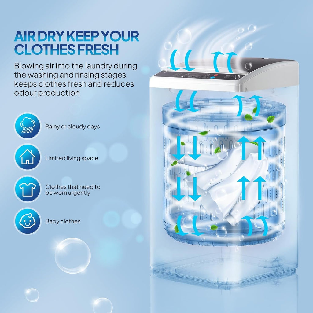 Washer and Dryer Combo, Compact Wash & Dry Laundry Set, Stainless Steel Tub, Smart Control, Low Noise, Wall-Mountable, for Apartment, Dorm, RV & Small Space