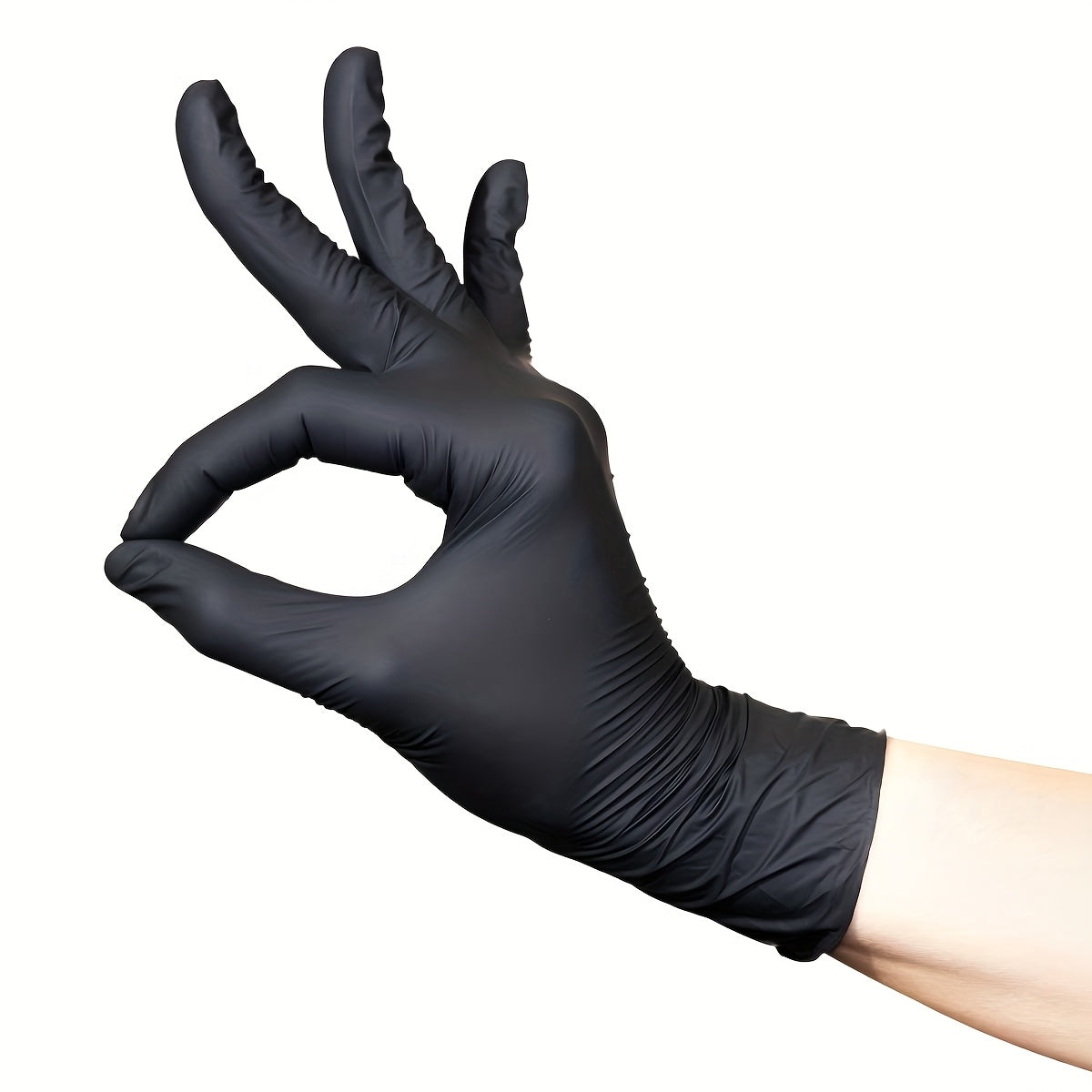 5.6 Mil Black Nitrile Disposable Gloves, 50-Piece Pack with Textured Fingertip Wording and S, M, L or XL Sizes for Everyday Household and Kitchen Cleaning