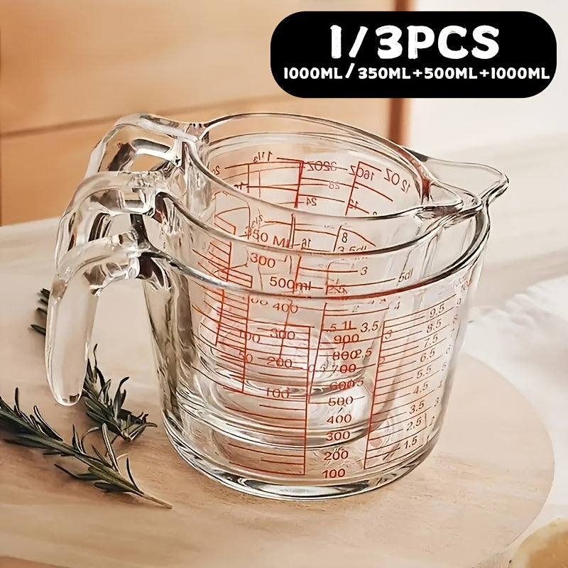 Glass Measuring Cups with Single 33.81 oz or Three-Piece 10.14, 16.91 and 33.81 oz Options for Home Baking, Cooking and Everyday Recipe Ingredient Preparation