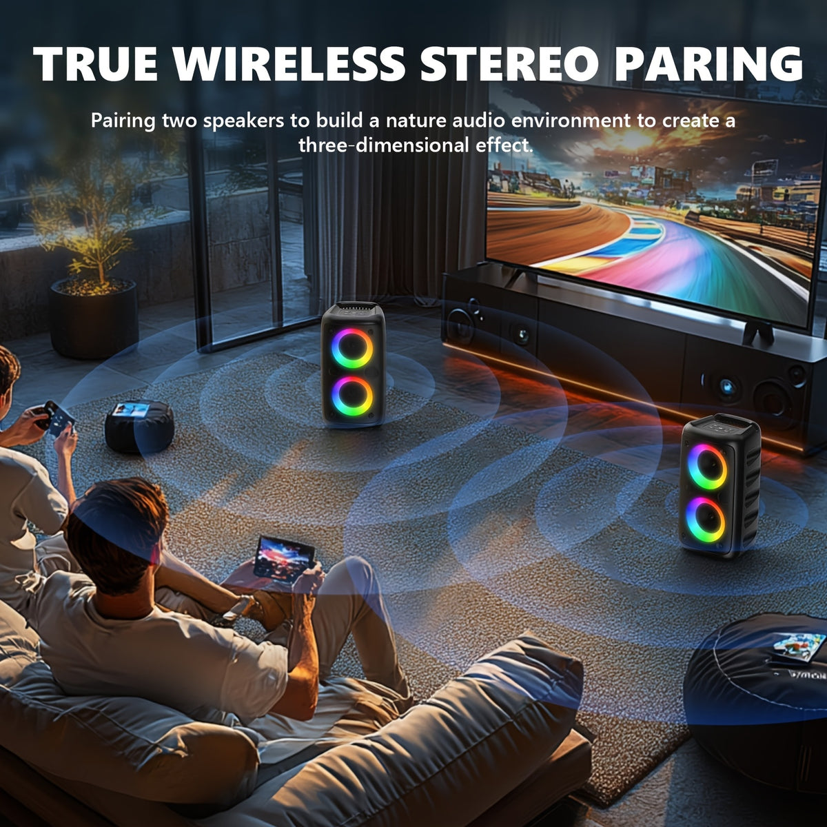 Karaoke Machine with Microphone Options, Portable Bluetooth Speaker with LED Lights, Dual Speakers, TF Card, USB, AUX & TWS for Adults and Home Parties
