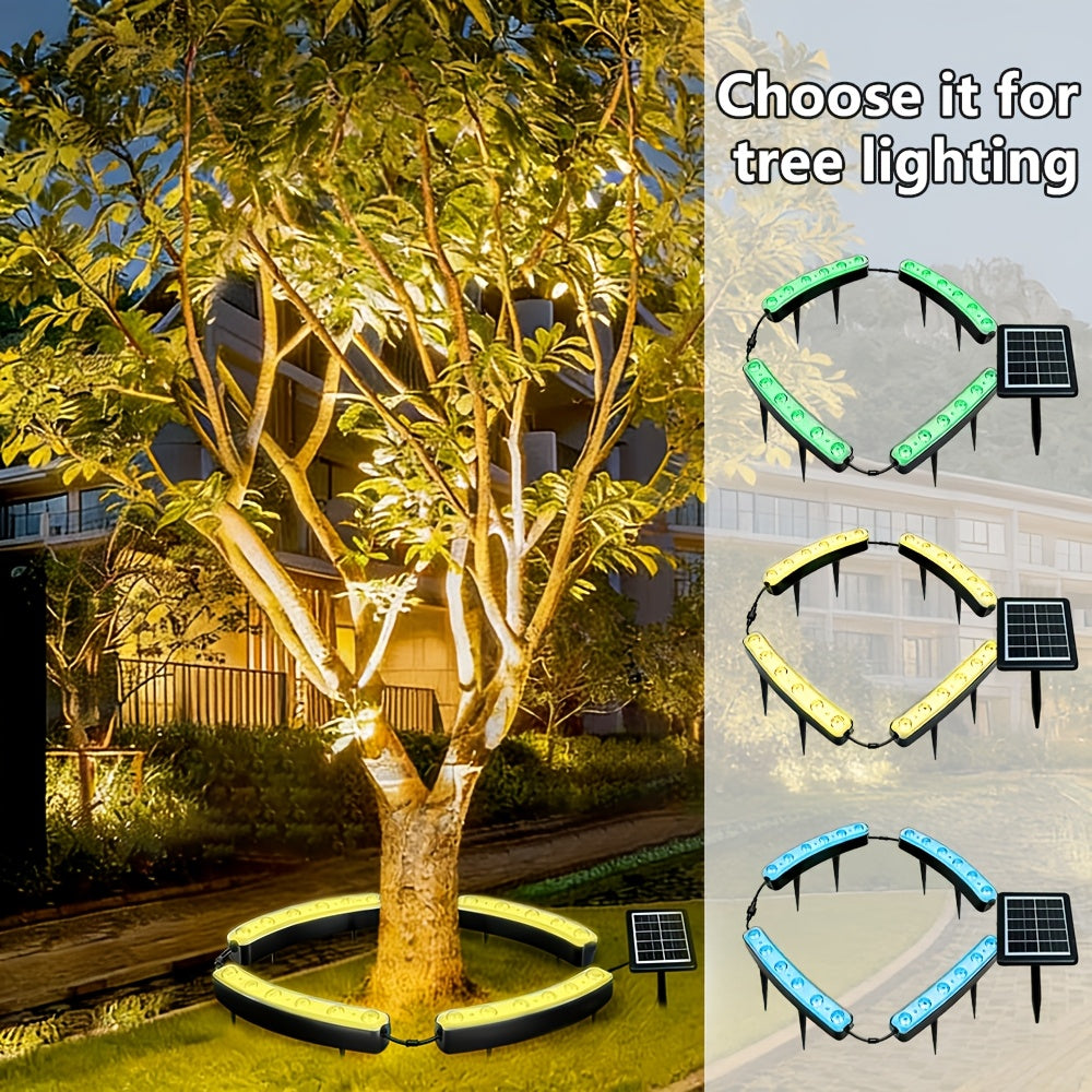 Solar Tree and Lawn Lamp for Outdoor Courtyard, Landscape and Large Potted Plant Lighting, One-Pack White, Warm or Color Light Options for Garden Decor