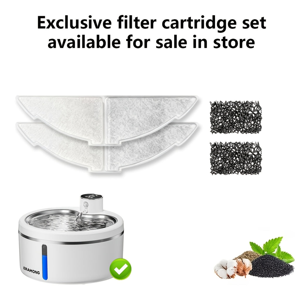 Cat Water Fountain Cordless Stainless Steel Basin, 84.54 Oz Rechargeable Battery Operated Pet Water Dispenser with Motion Sensor and 2 Filters
