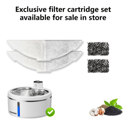 Cordless Cat Water Fountain 84.54 oz with Rechargeable Battery, Motion Sensor and Two Listed Filters, Color and Stainless Steel Options