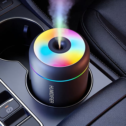Cool Mist Aromatherapy Diffuser with 300ml Tank and Seven-Color LED Night Light, Black USB-Powered Humidifier for Bedroom, Desk and Home Office Atmosphere