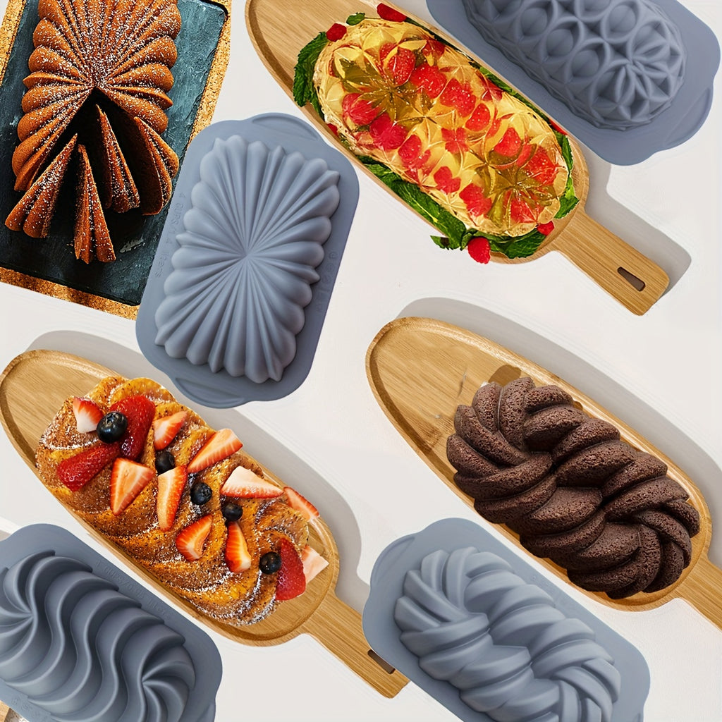 Silicone Bread Loaf Pan Set, 4-Piece Light Gray Baking Mold Selection in Small or Medium Options for Homemade Cakes, Bread and Decorative Dessert Recipes