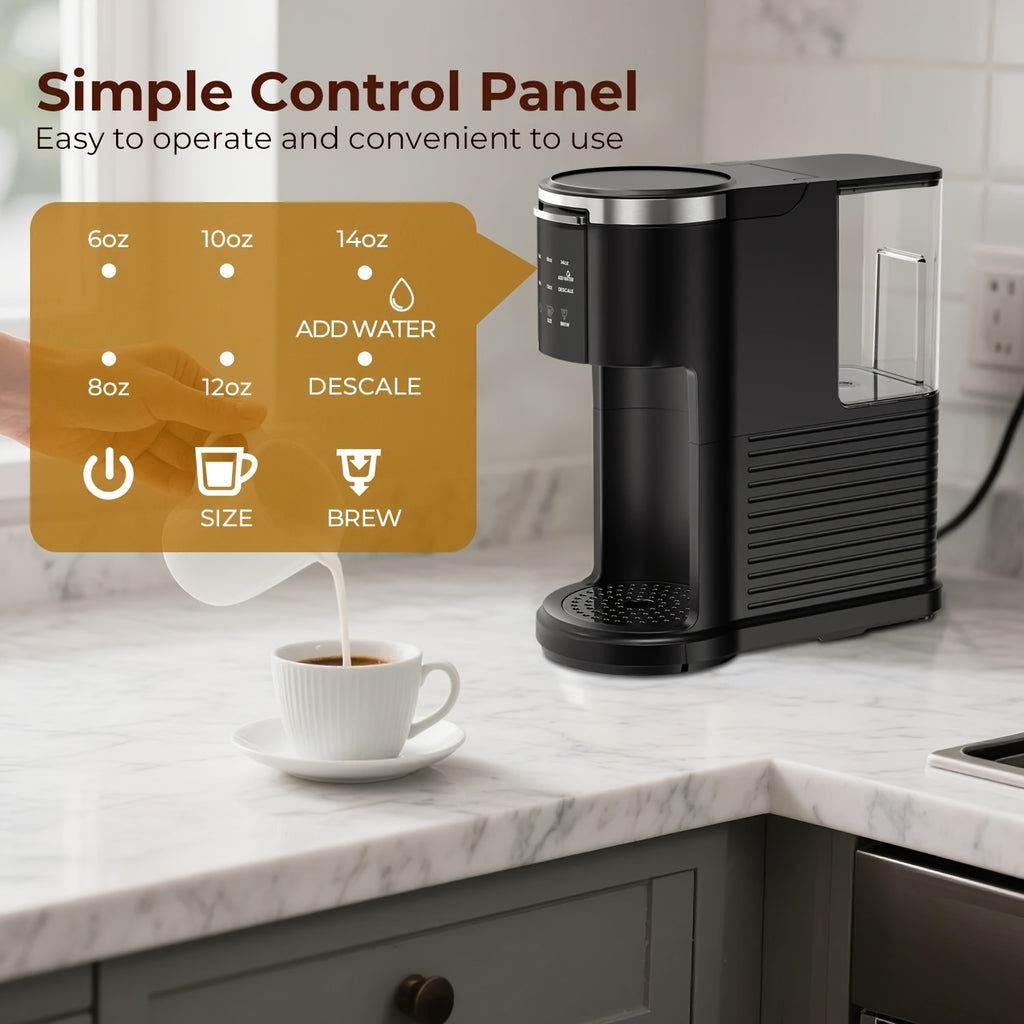 K-Cup Compatible Coffee Maker with Programmable Brewing, Black 2-in-1 Pod and Ground Coffee Brewer with Washable Filter, Keep-Warm and Self-Cleaning