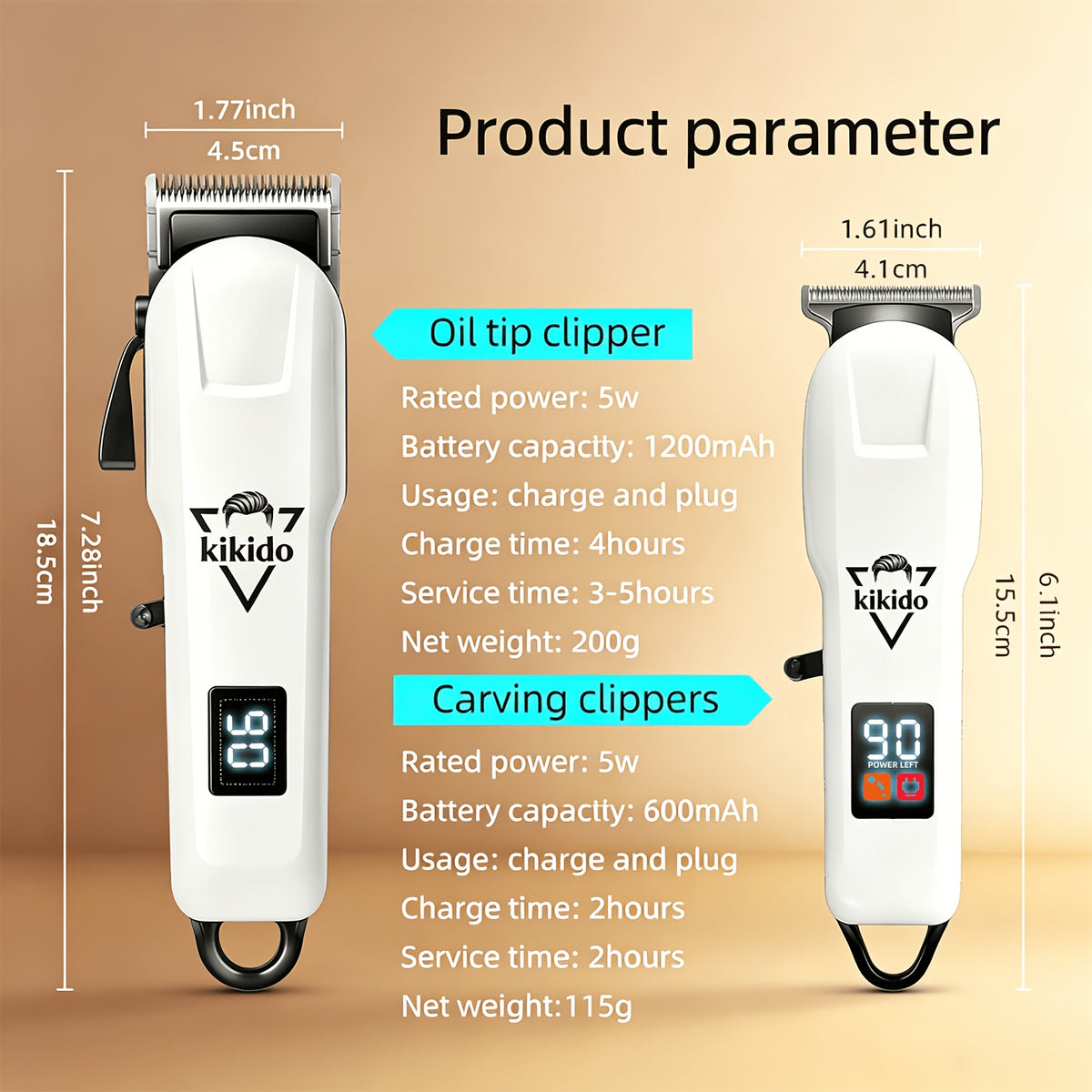 M4 Pro and M2 Pro Grooming Kit Options with Listed Electric Clipper, T-Trimmer and Shaver Wording, Black Golden or Polar White Labels for Men's Hair Care