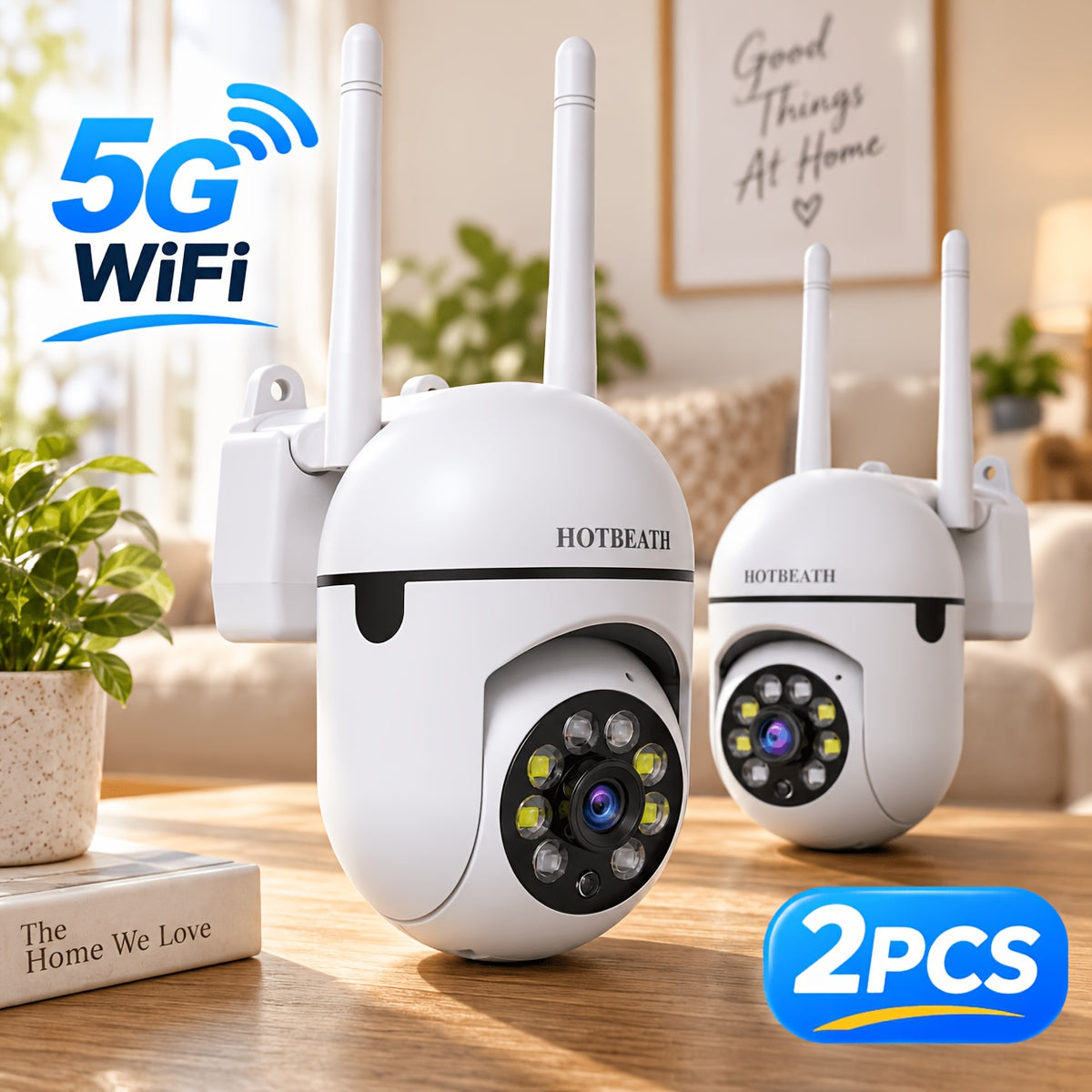 Plug-In Indoor Monitoring Camera Kits with Two-Pack 5MP WiFi or Four-Pack 4G Plus WiFi Labels, Listed Motion Detection, Two-Way Audio and Color Night Vision