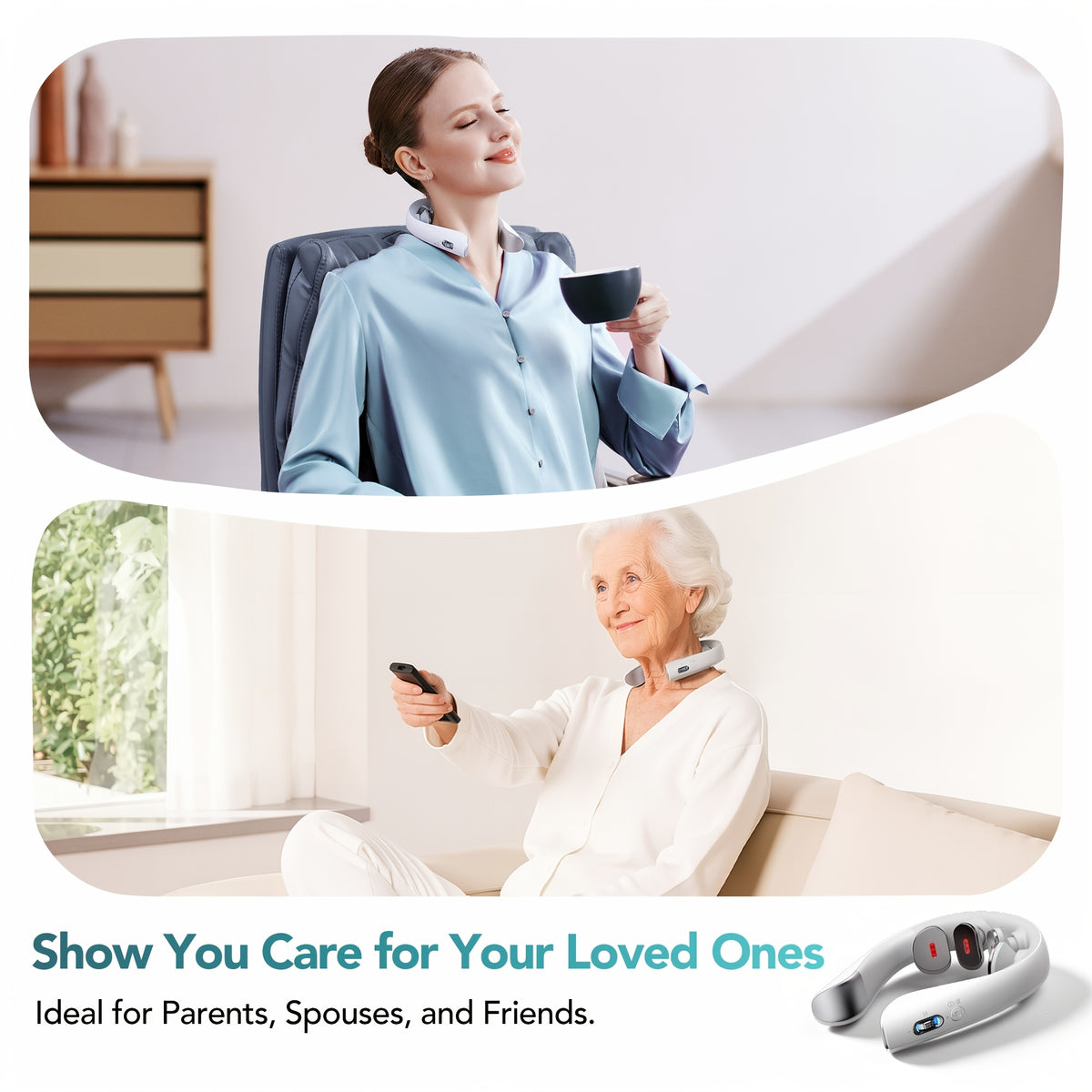 Heated Cordless Neck Massager SKG K5-3 Pro in White, Portable Personal Massage Device with Listed Vibration for Home, Office and Travel Relaxation Routines