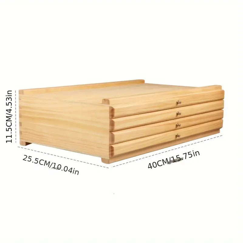 Tiered Wooden Art Supply Organizer with Four or Six Tier Options, Expandable Artist Storage Box for Pencils, Markers, Brushes and Creative Desk Organization