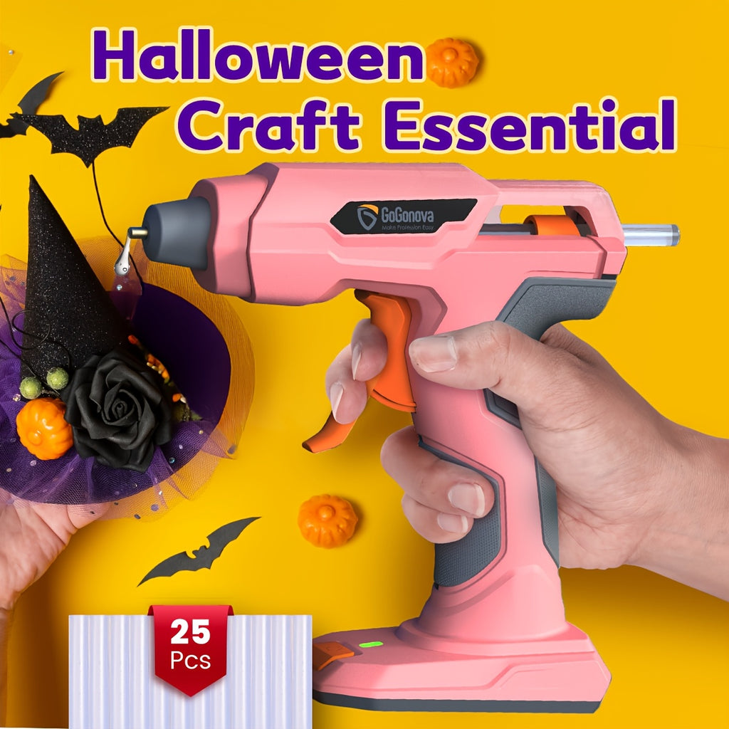 Cordless Hot Glue Gun for DIY Crafts and Handmade Decorations, USB Rechargeable Gogonova Tool in Pink, Grey or Blue for Compatible Nonstructural Repairs